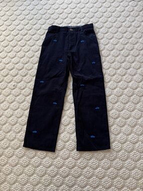 Brand New Florence Eiseman Navy Corduroy Pants with Blue Embroidered Cars